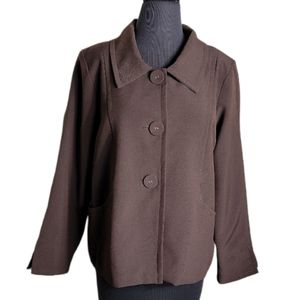 D.F.A. New York brown button front blazer collared women's size 8 pockets work